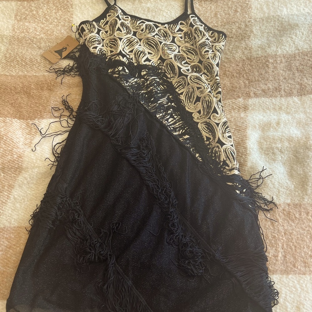 SOLD NWT Whitewed 1920 Paisley Art Deco Sequin Tassel Bead Flapper Dance Dress